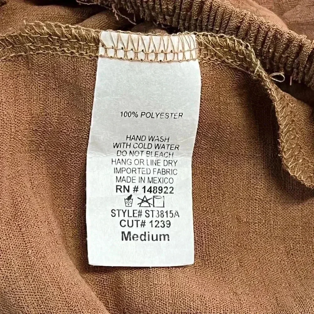 Saints & Hearts Brown Off Shoulder Layered Bell Sleeve Crop Top Medium - Picture 3 of 6